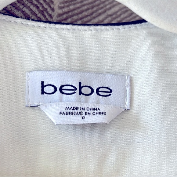 NWOT Bebe Kristie Ponte Jacket White Black Trim Size 0 - Picture 7 of 10